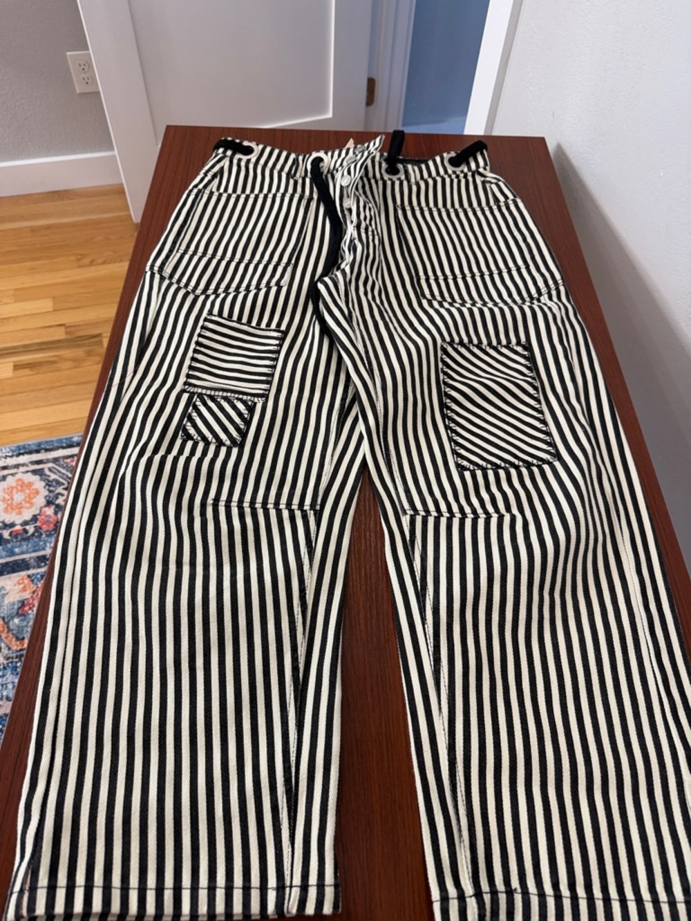 Striped Black & White  Casual Pants